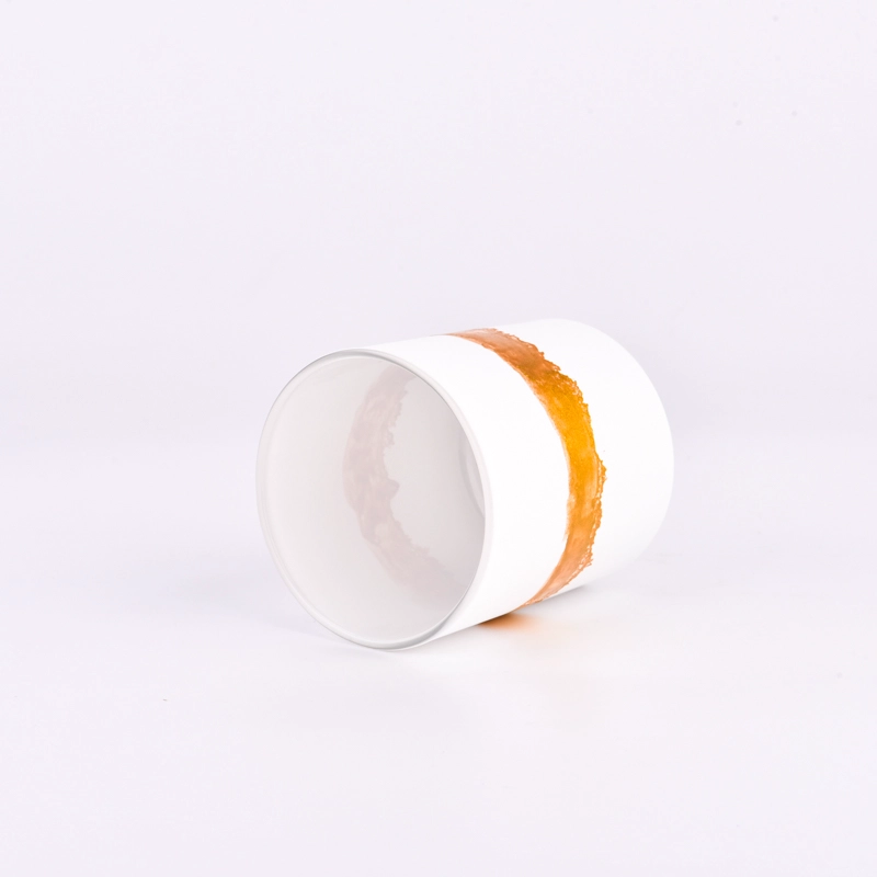 New design matte white hand painted gold glass candle jar New design matte white hand painted gold glass candle jar