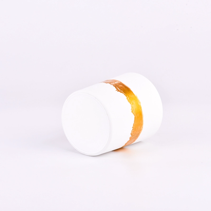 New design matte white hand painted gold glass candle jar New design matte white hand painted gold glass candle jar
