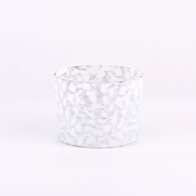 Luxury gray wide mouth glass candle holder rock effect for home decor Luxury gray wide mouth glass candle holder rock effect for home decor