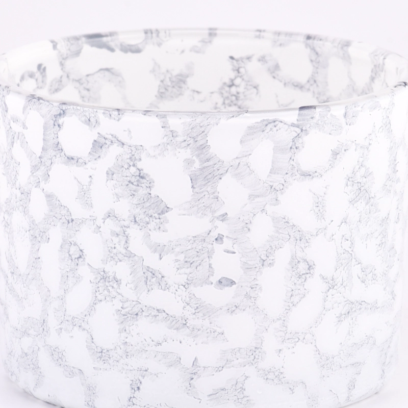 Luxury gray wide mouth glass candle holder rock effect for home decor Luxury gray wide mouth glass candle holder rock effect for home decor