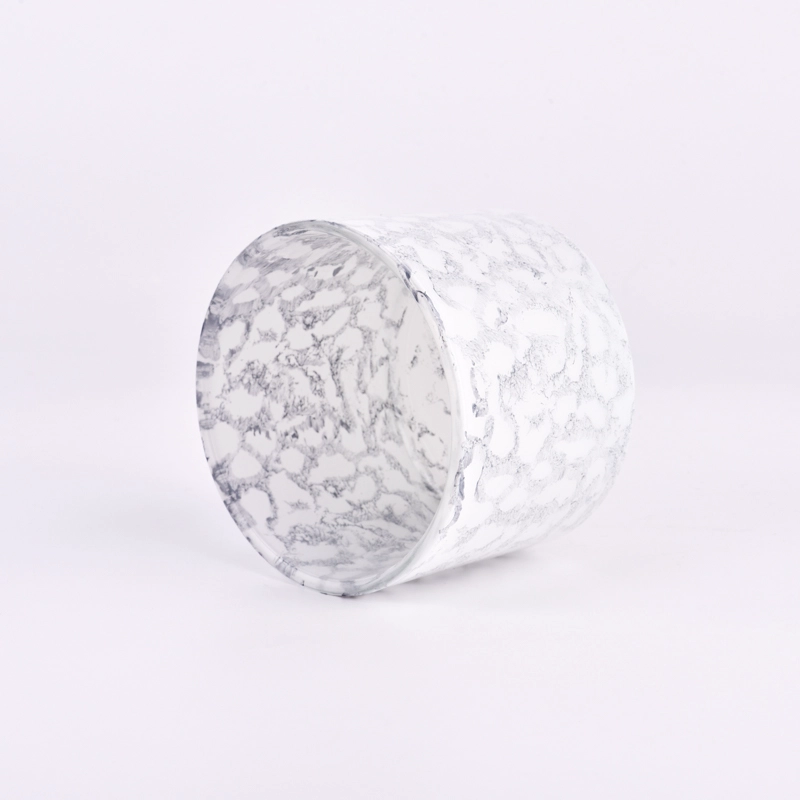 Luxury gray wide mouth glass candle holder rock effect for home decor Luxury gray wide mouth glass candle holder rock effect for home decor