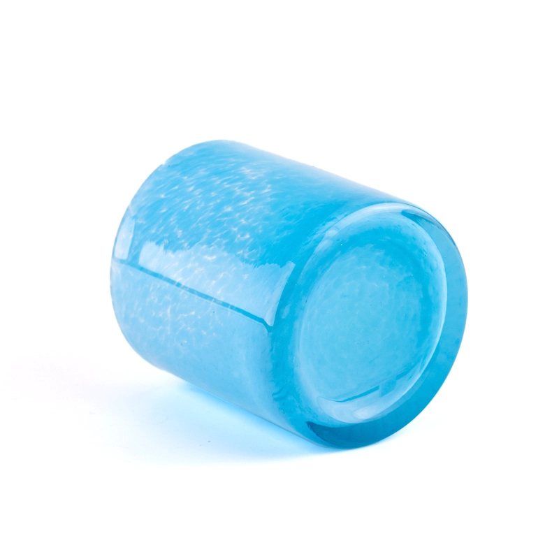 Wholesale blue graffiti glass candle jars for decoration Wholesale blue graffiti glass candle jars for decoration