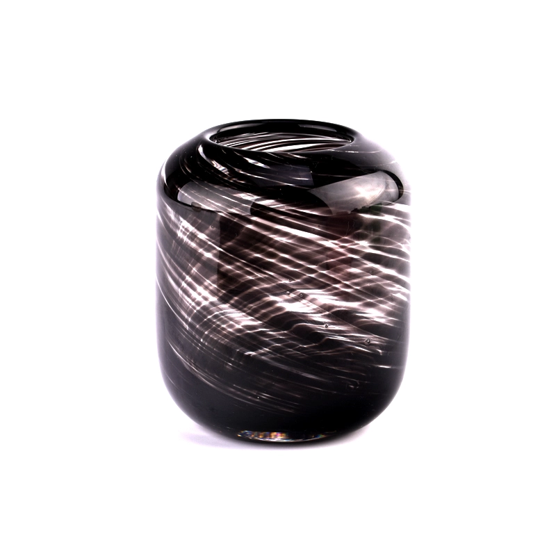 Wholesale black empty glass candle jars for home decoration