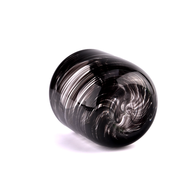 Wholesale black empty glass candle jars for home decoration