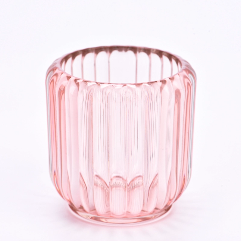 Luxury Light Pink Transparent Glass Vessel Empty Candle Holder for Scented Candle