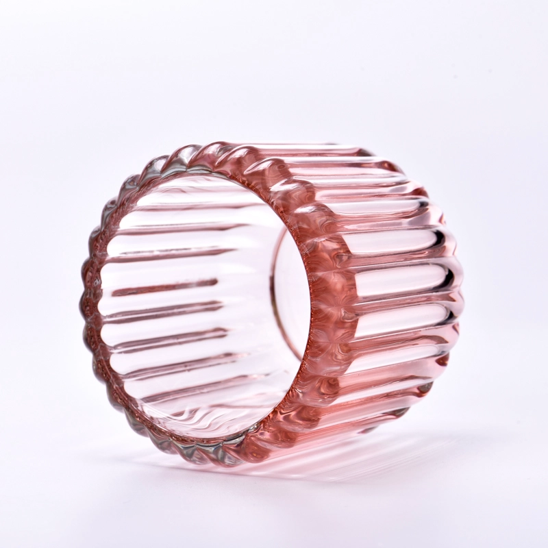 Luxury Light Pink Transparent Glass Vessel Empty Candle Holder for Scented Candle