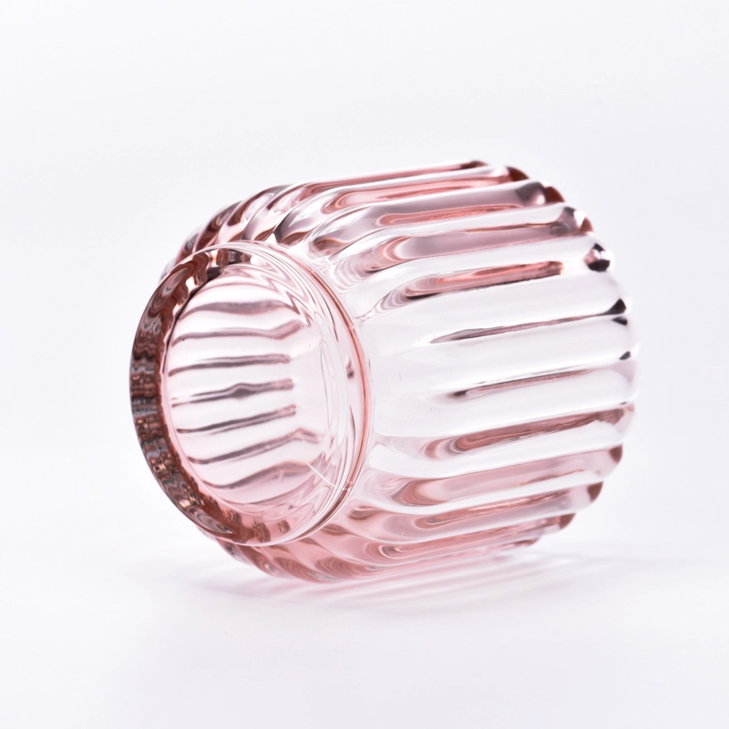 Luxury Light Pink Transparent Glass Vessel Empty Candle Holder for Scented Candle