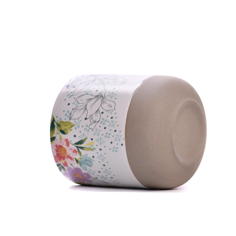 Fancy Decal Pattern Ceramic Vessel Empty Candle Ceramic Jar Wholesaling