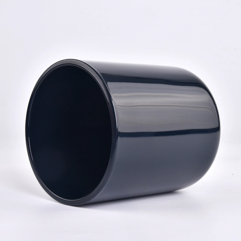 Simple Style Glossy Black Glass Vessel Empty Candle Jar for Candle Making