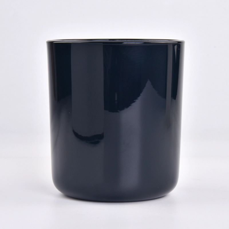 Simple Style Glossy Black Glass Vessel Empty Candle Jar for Candle Making