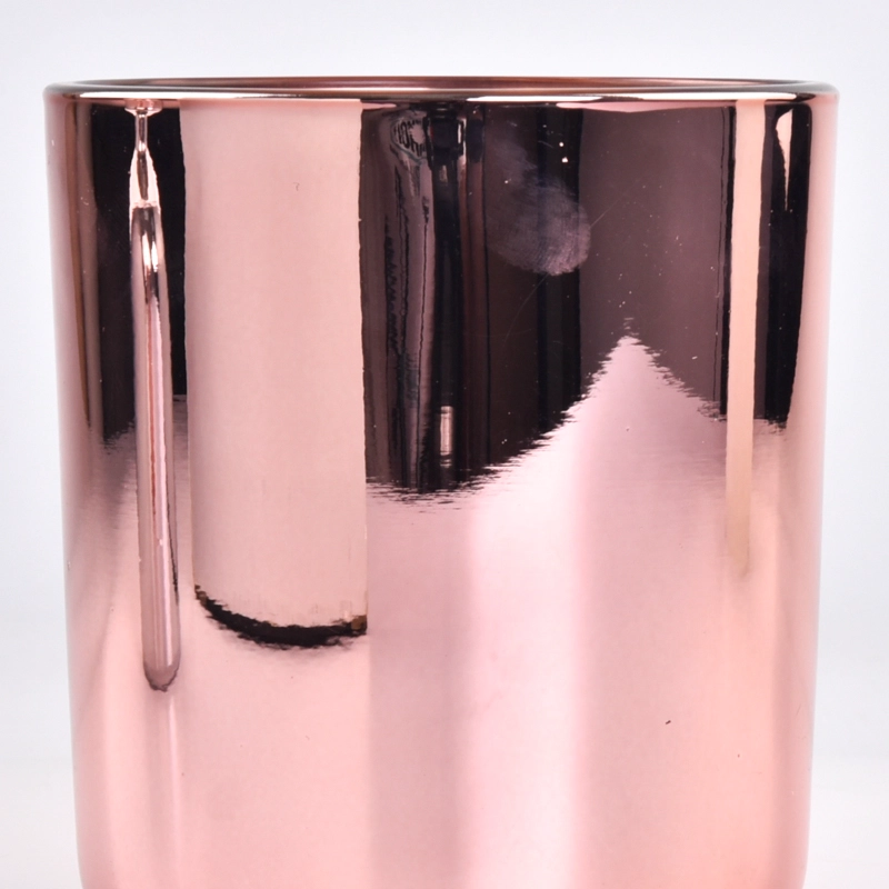 Luxury Electroplate Rosiness Glass Vessel Candle Holder for Scented Candle