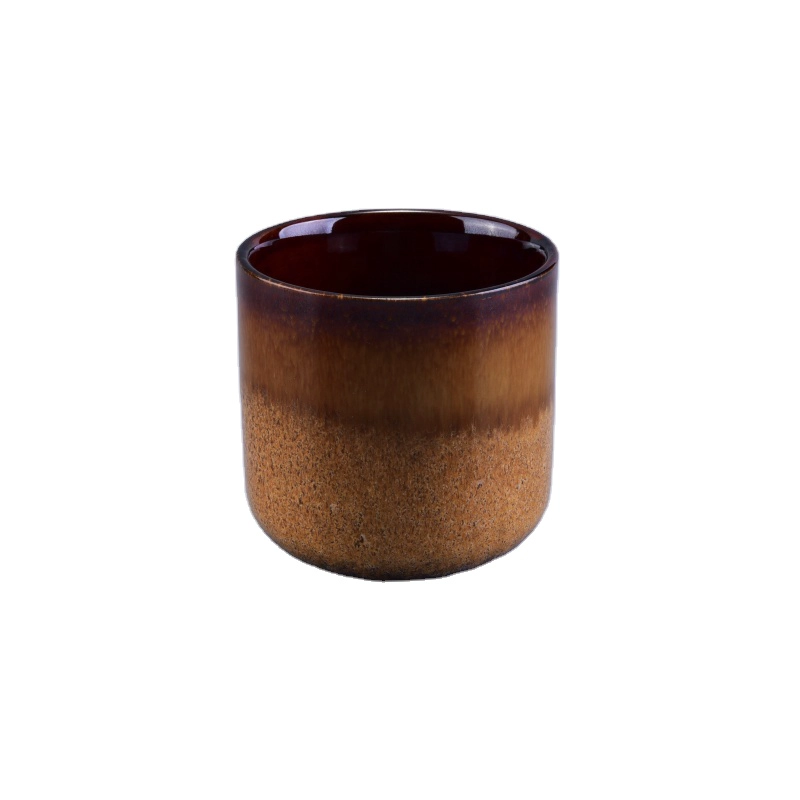 Empty round amber ceramic Candle Jar candle holder home decor in bulk