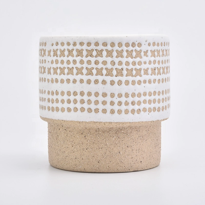 Custom christmas empty decorative ceramic massage candle jar wholesales
