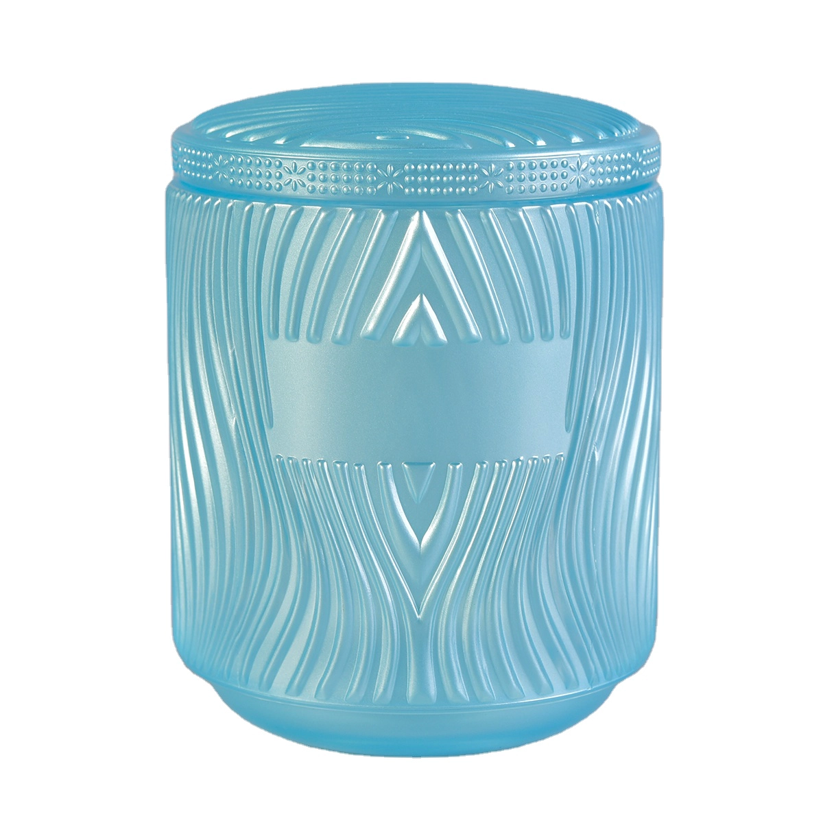 New design luxury blue cylinder glass candle jar with lids