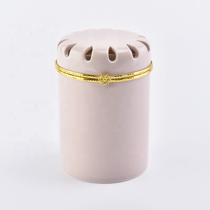 unique design full sets pink ceramic candle jar with lid