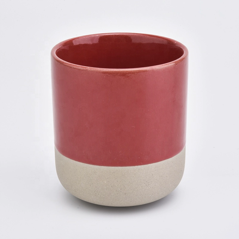 Newly ceramic red color jar wholesale ceramic candle holder