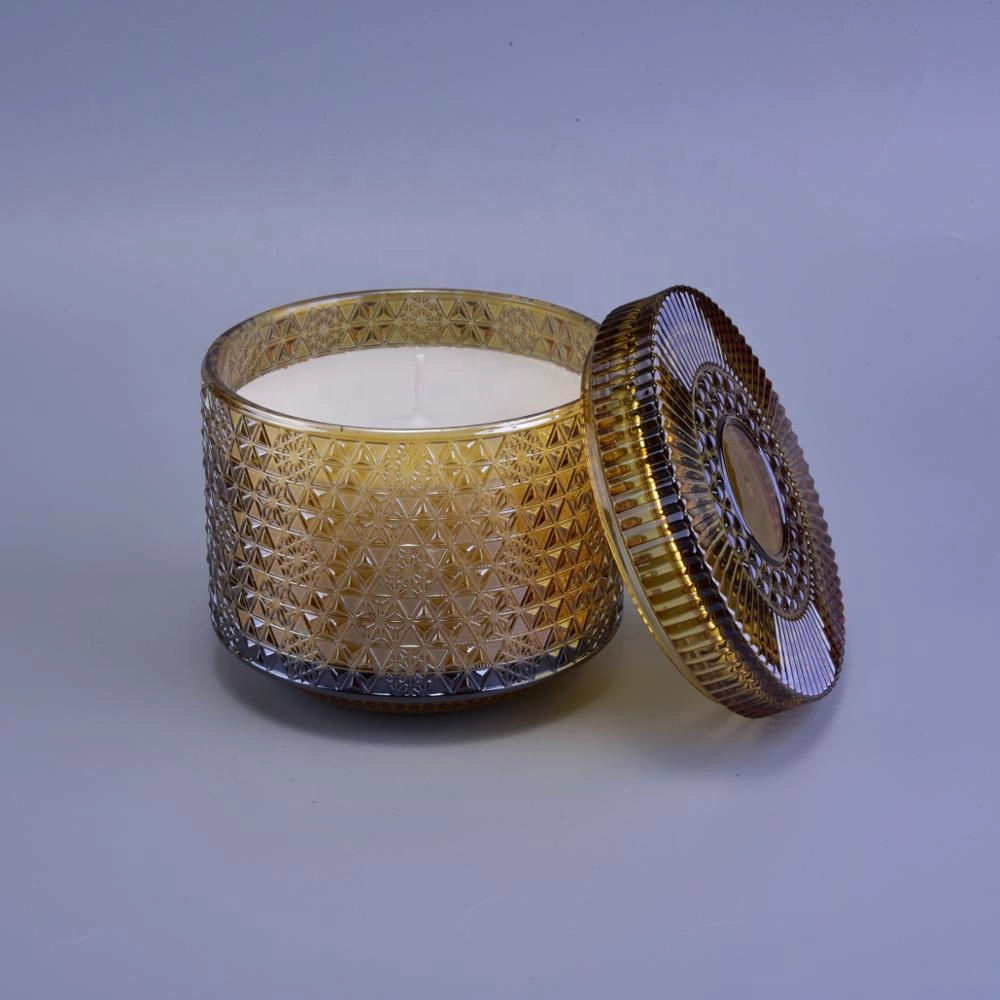 26+years brand cooperation gold tealight glass crystal candle containers with lid