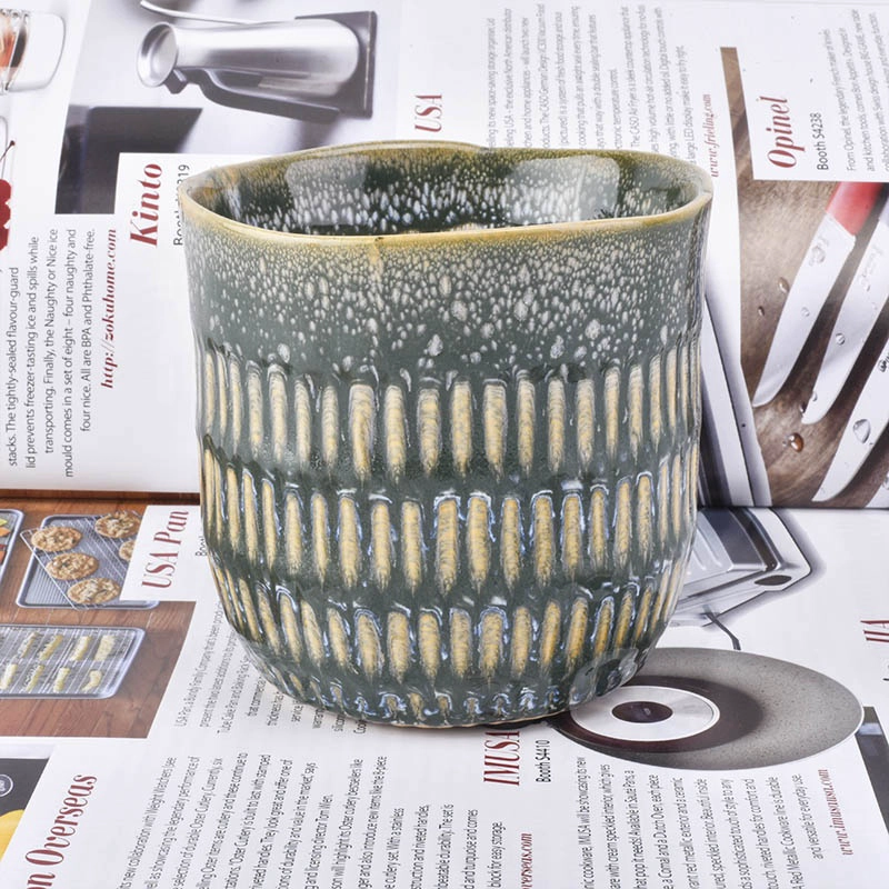 Personalised empty ceramic candle jars for luxury candle making iridescent vessel home decoration