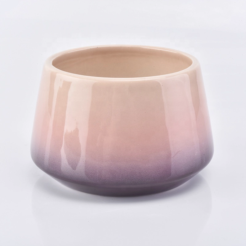 Luxury candle container ceramic iridescent candle vessel wholesales
