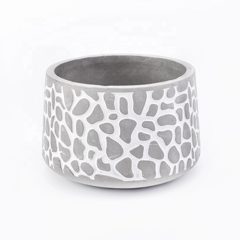Empty customized glazed candle holder cement candle jars home deco