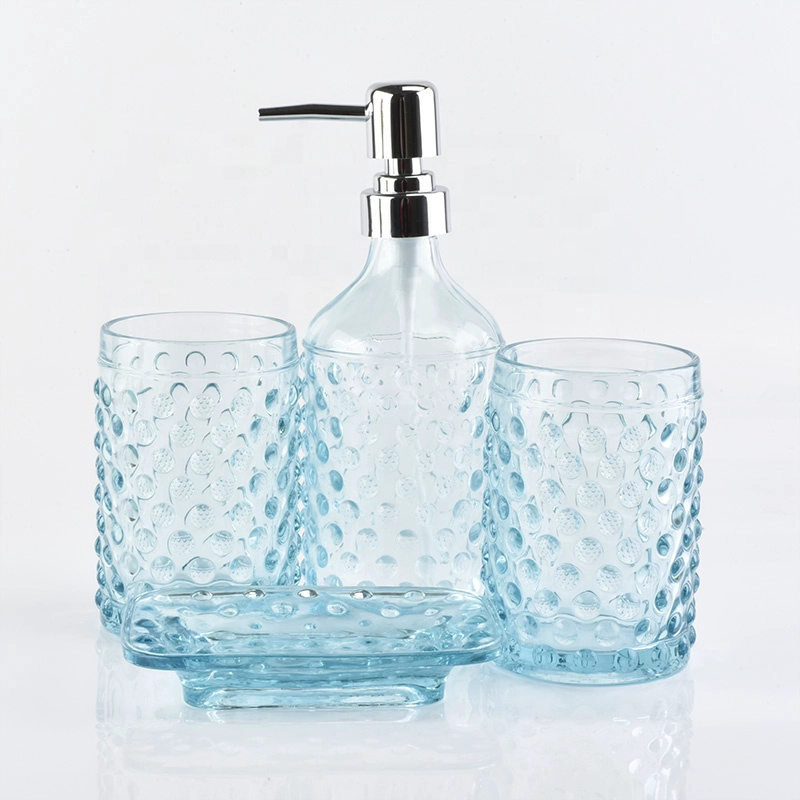 4pc vanity glass bathroom shower accessory sets hotel wholesales
