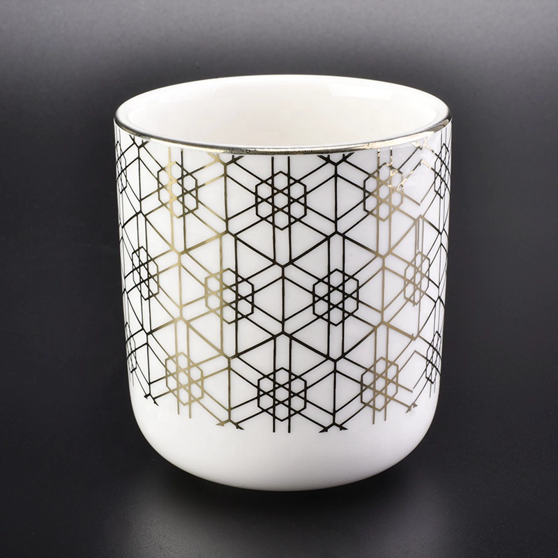 Decal logo printing candle scented holder ceramic candle jars wedding centerpiece in bulk