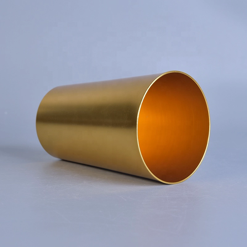 Customized candle gold holder metal pillar candle jar home decor wholesales
