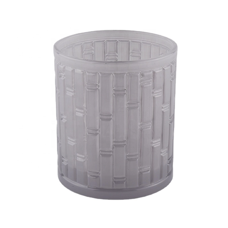 450ml matte Lavender glass candle jar with pattern