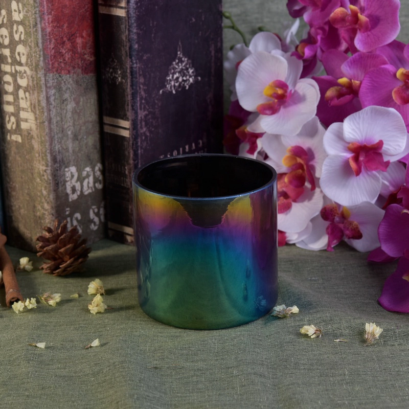 Cylinder electroplating candle jars votive glass candle container scented wedding decor wholesale