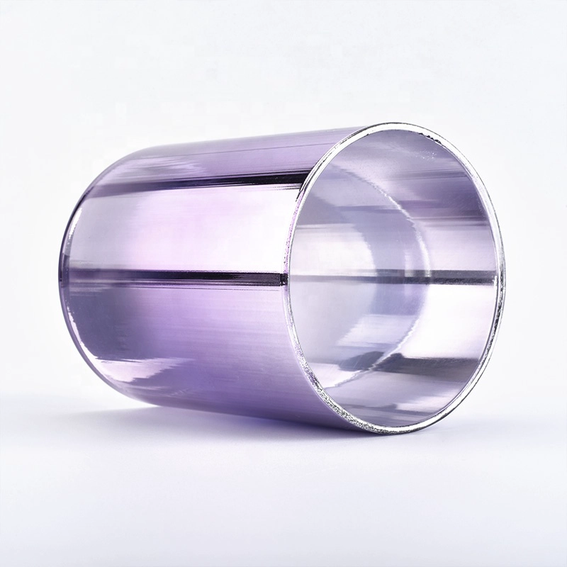 Purple candle cup pillar glass candle vessel supplier