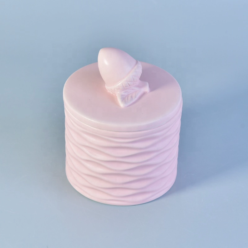 Luxury gift glazed candle votive holder ceramic candle container with lid home decoration factory