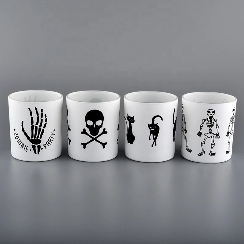 Holiday glass candle holders with custom logo printing