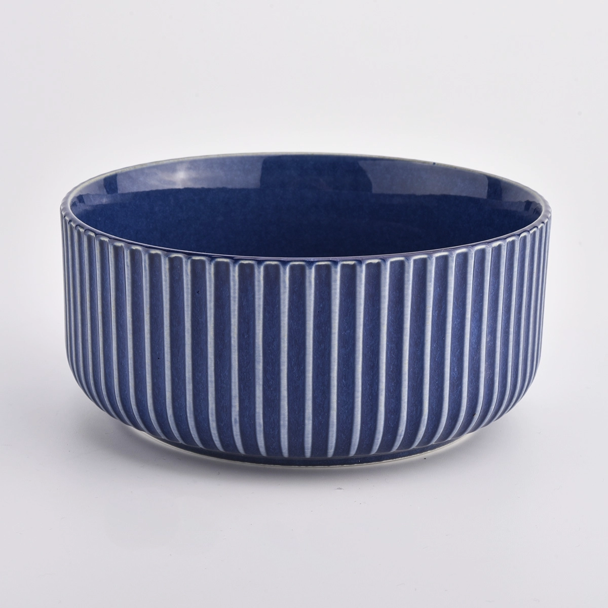 980ml blue ceramic cylinder candle jar empty home decoration for wholesale