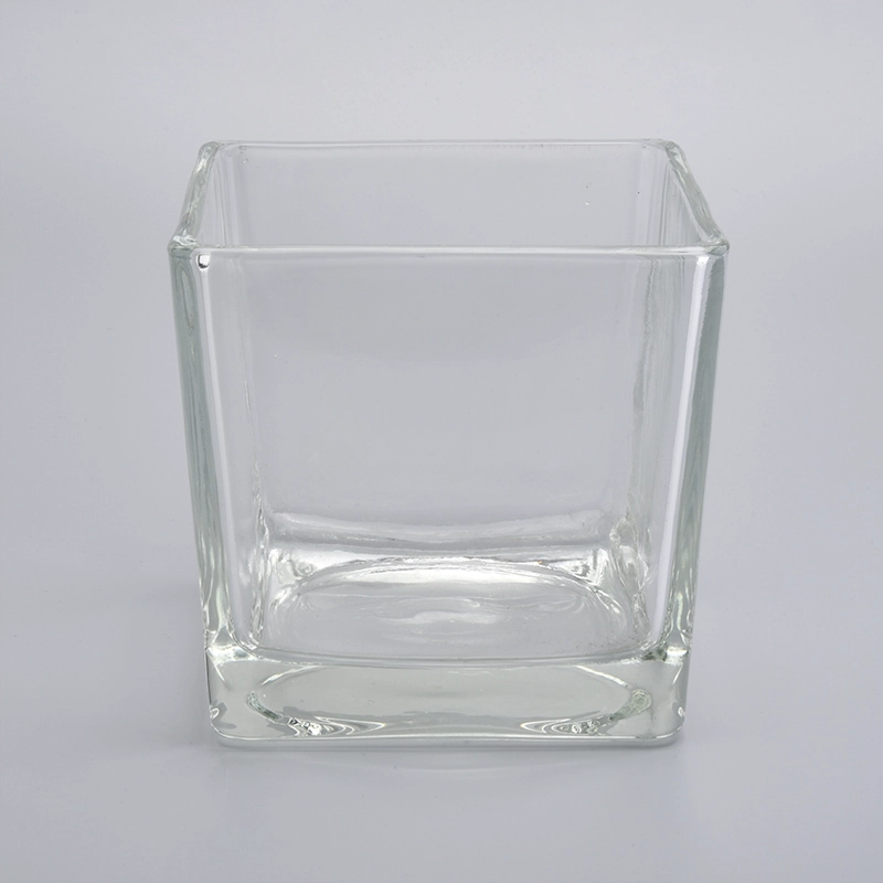 1330ML customized color square glass candle holderr wholesale for home decoration