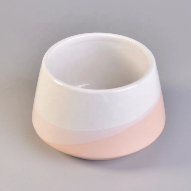 Wholesales large decorative ceramic candle vessel with wood lid