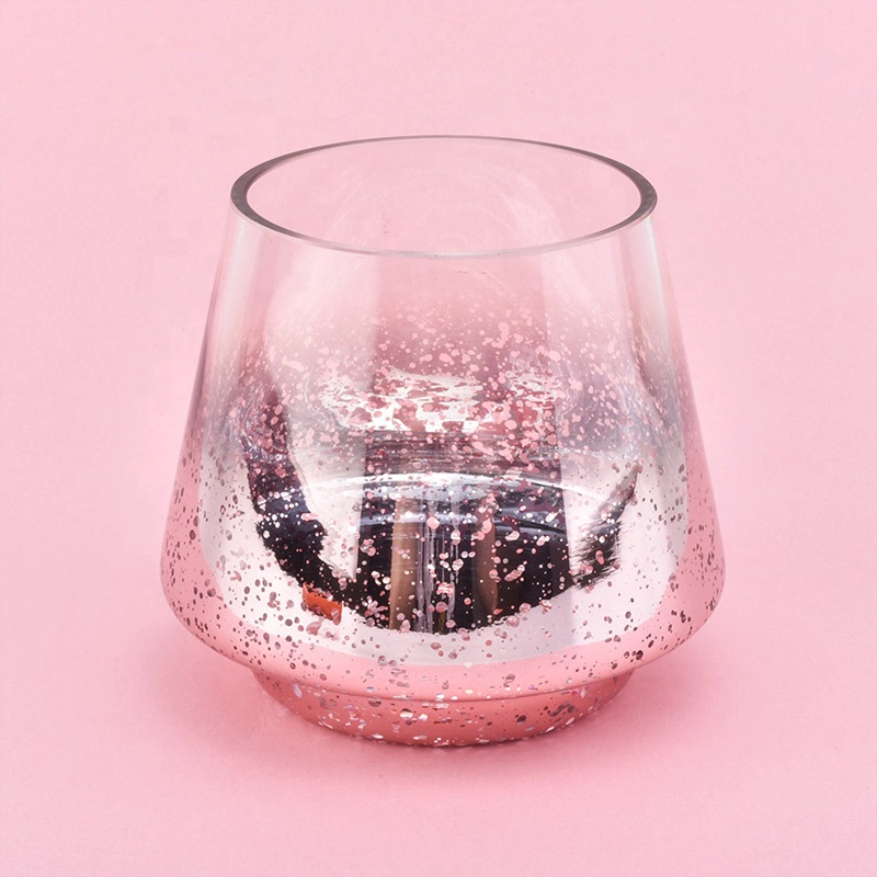 Pink Mercury glass candle holder 8oz