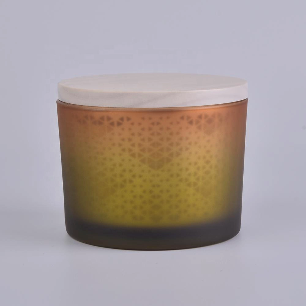 Sunny luxury gold matte glass candle jars with wood lid