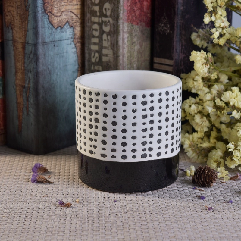 Customized black candle votive holder ceramic candle jars wedding centerpieces factory