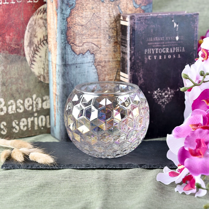 Empty embossed candle container scented glass candles vessel home decoration 