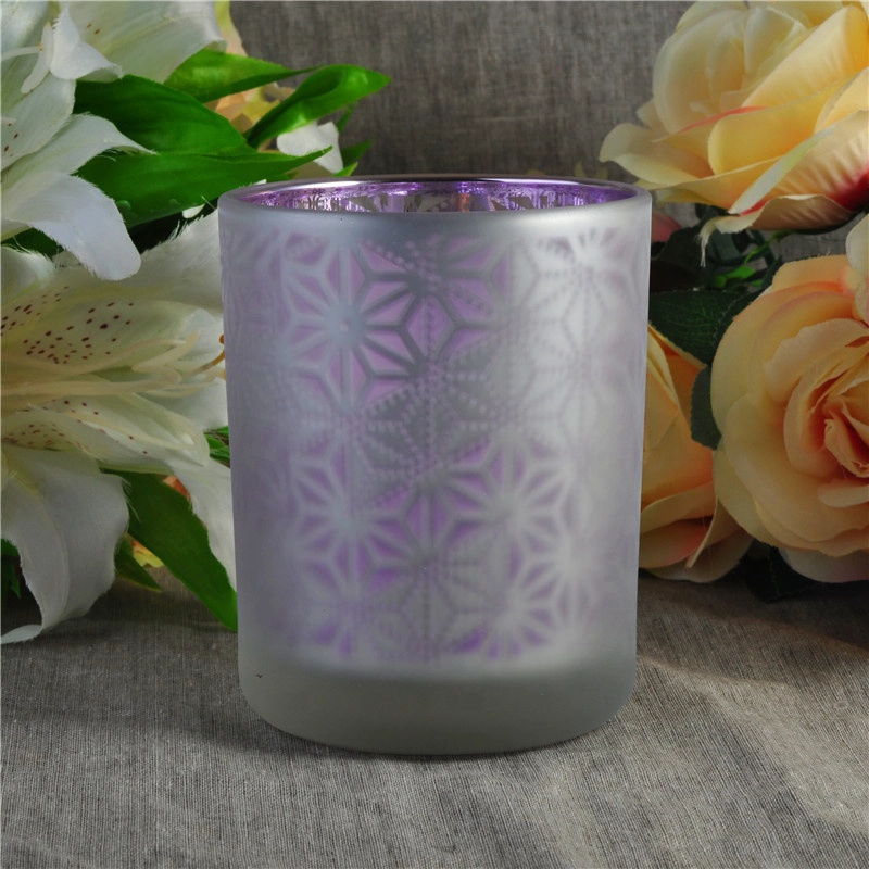 Customized frosted decorative glass candle jar in bulk