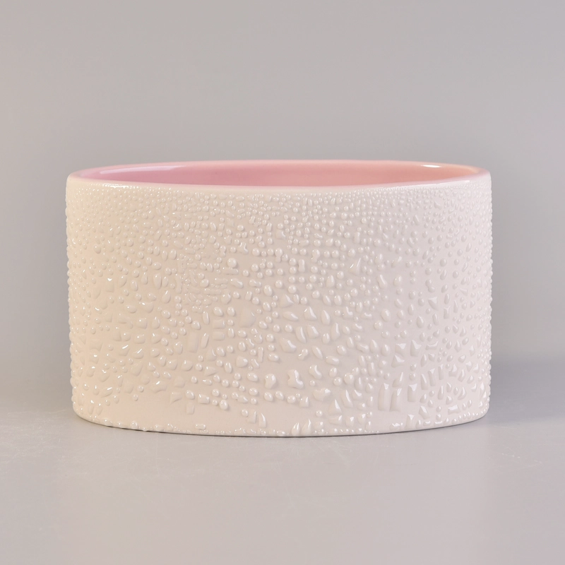 Oval shape ceramic candle holder decorative ceramic candle vessel