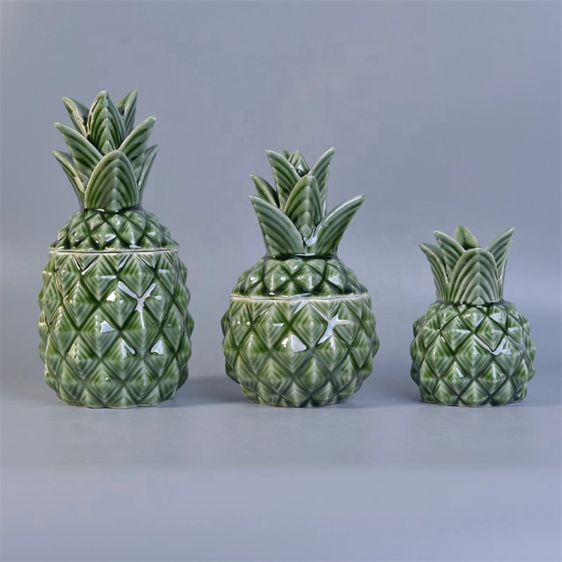Empty pineapple-shape scented candle votive vessel ceramic candle jar home decorative factory