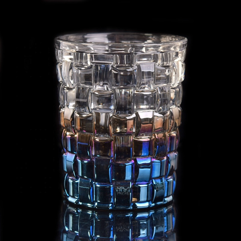 Clear custom candle cup embossed glass bottles home decor in bulk