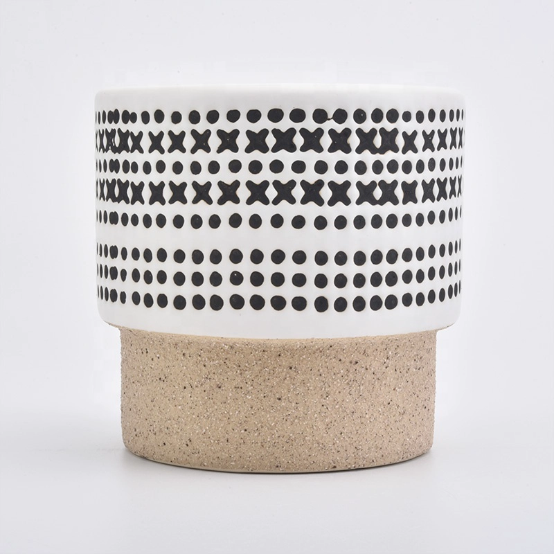 Custom empty decorative candle ceramic jar matte in bulk