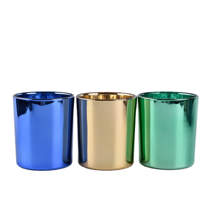 black glass candle holders with electroplating pattern
