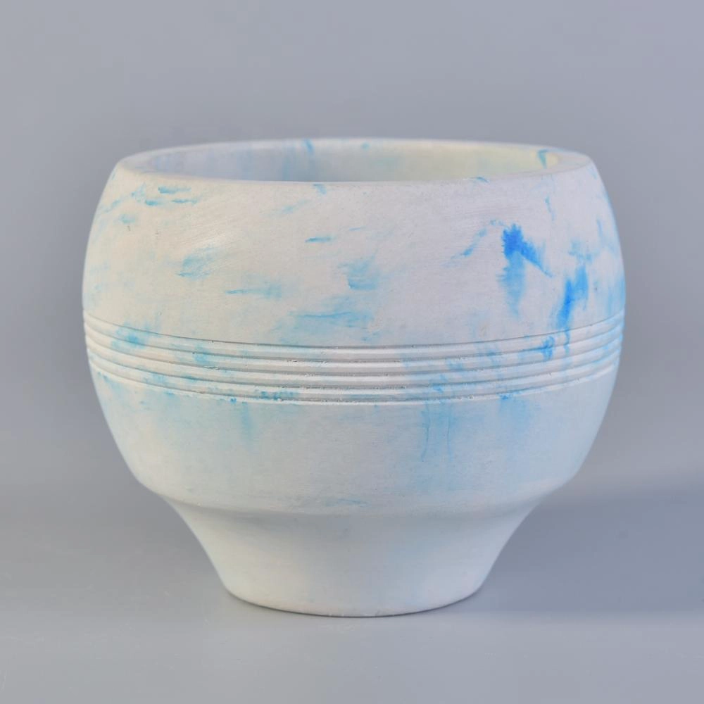 Sunny Matte round grey concrete candle holder vessel
