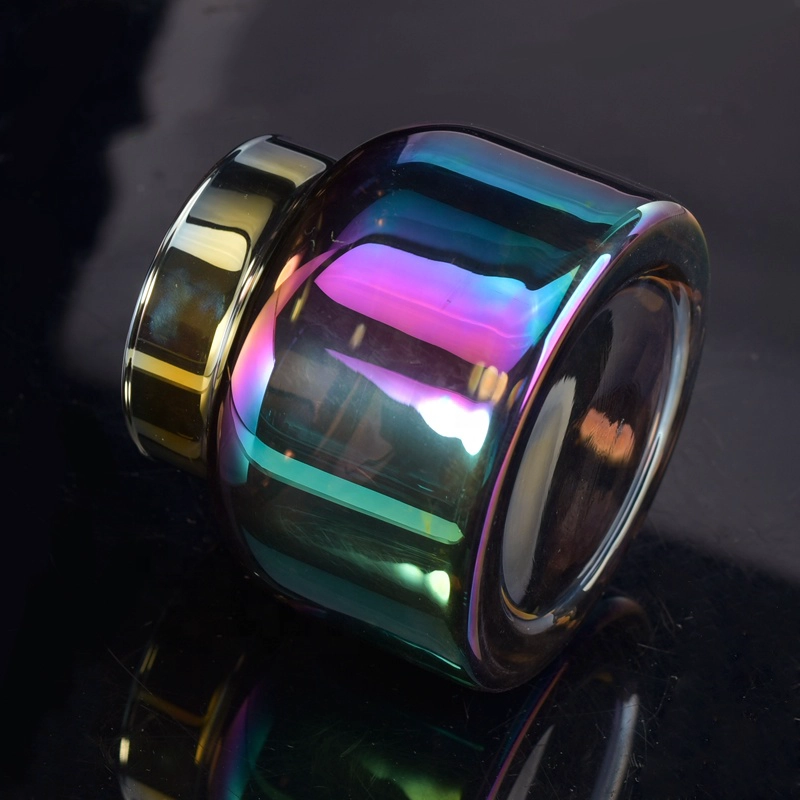 Handmade Electroplating iridescent jars for candle pillar glass candles vessels party decoration Use