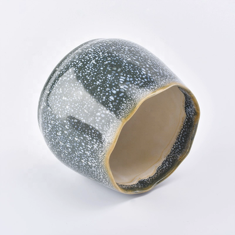Geo empty glazed votive candle container ceramic candle vessel home decoration