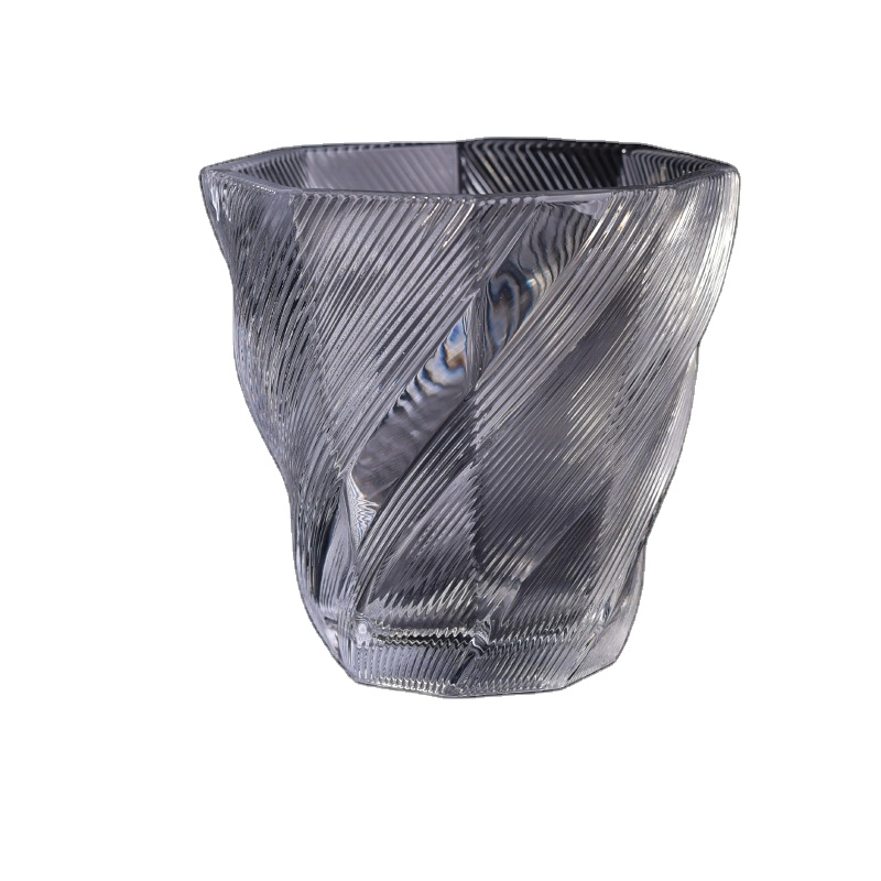 Wholesales crystal Polygon clear luxury glass candle holder vessel
