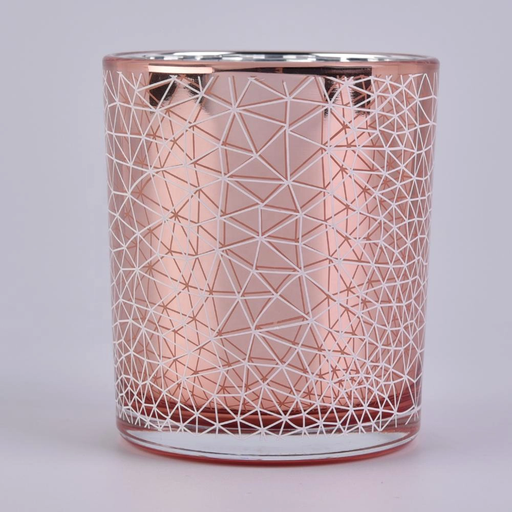 Sunny glassware empty customized pink glass candle jars